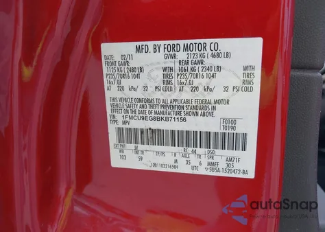 2011 Ford Escape Limited from USA, damaged, VIN 1FMCU9EG8BKB71156